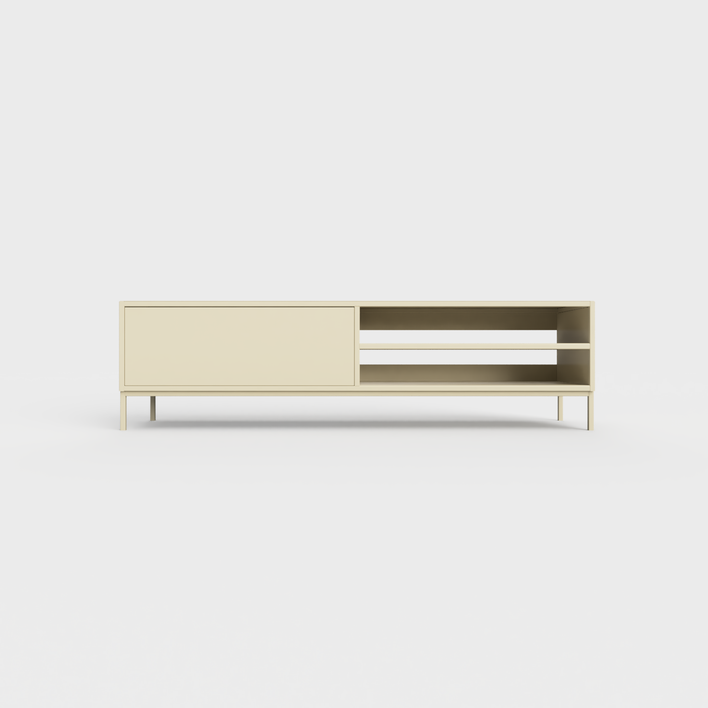 Prunus 02 Lowboard in Dark Ecru color, powder-coated steel, elegant and modern piece of furniture for your living room