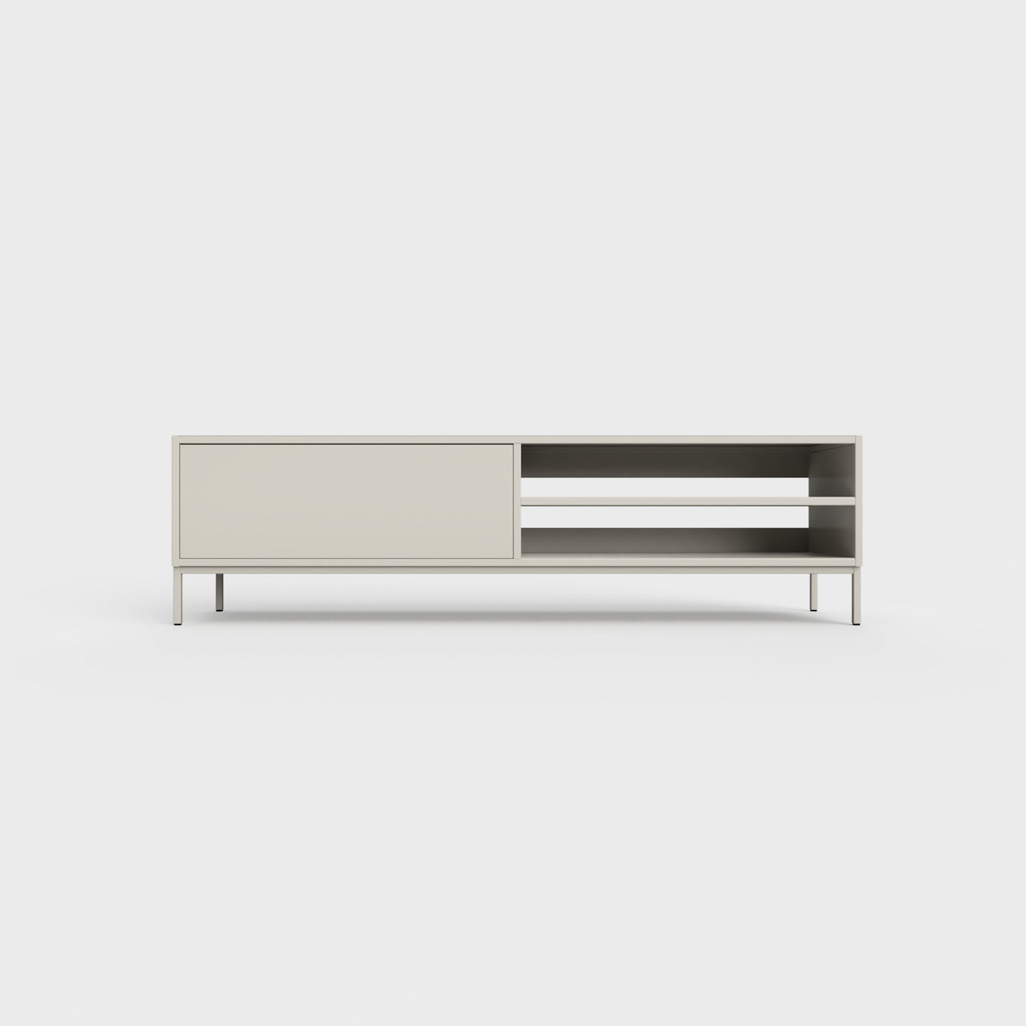Prunus 02 Lowboard in Light Beige color, powder-coated steel, elegant and modern piece of furniture for your living room