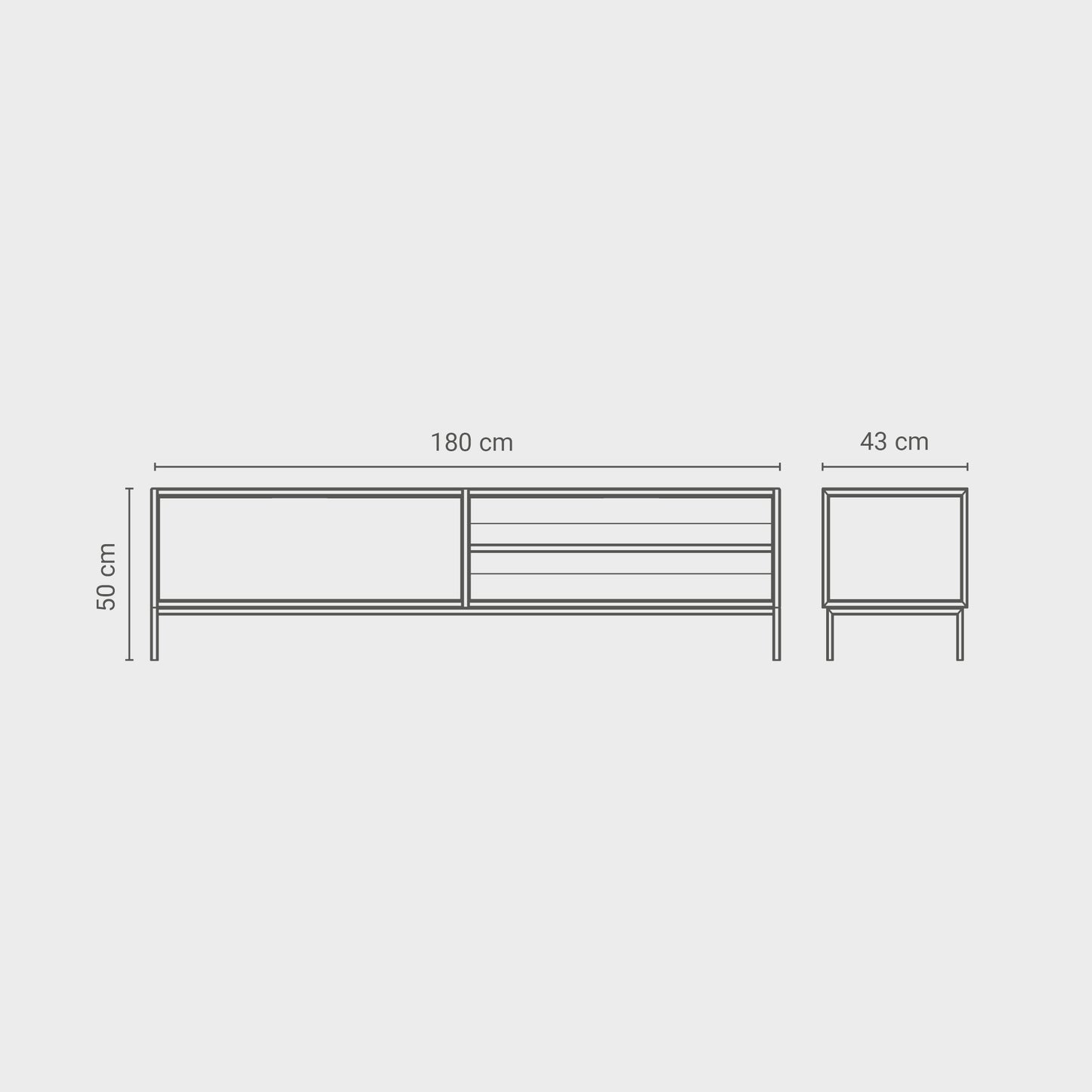 Prunus 02 Lowboard in 40 different colors, powder-coated steel, elegant and modern piece of furniture for your living room