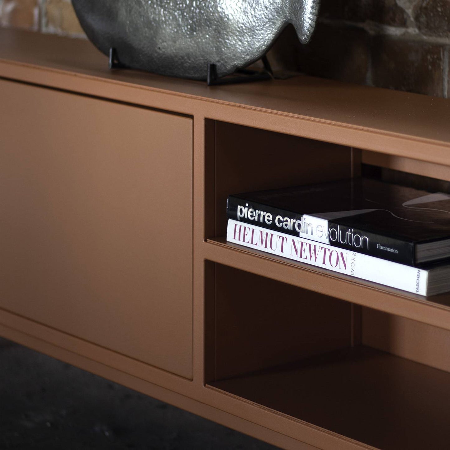Prunus 02 Lowboard in 40 different colors color, powder-coated steel, elegant and modern piece of furniture for your living room