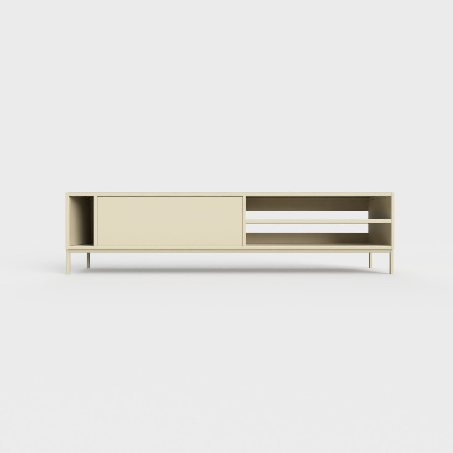 Prunus 03 Lowboard in dark ecru color, powder-coated steel, elegant and modern piece of furniture for your living room
