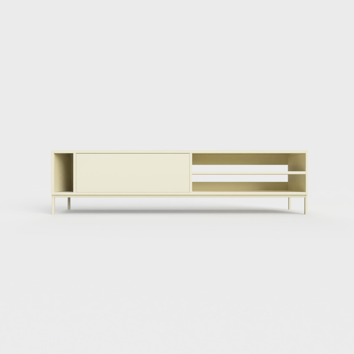 Prunus 03 Lowboard in light ecru, powder-coated steel, elegant and modern piece of furniture for your living room