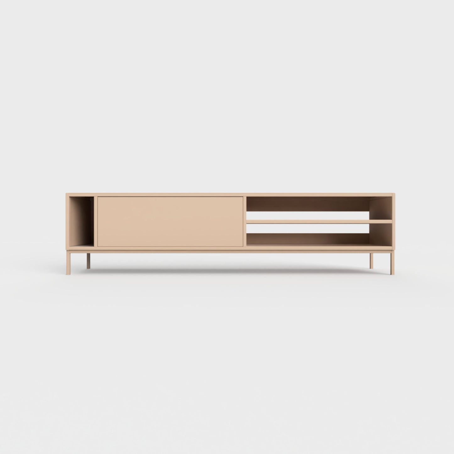 Prunus 03 Lowboard in pastel salmon color, powder-coated steel, elegant and modern piece of furniture for your living room