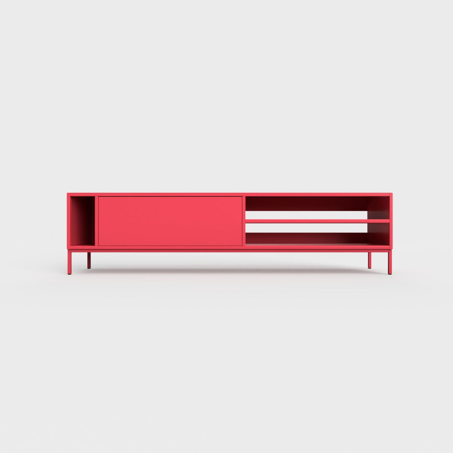 Prunus 03 Lowboard in raspberry pink, powder-coated steel, elegant and modern piece of furniture for your living room