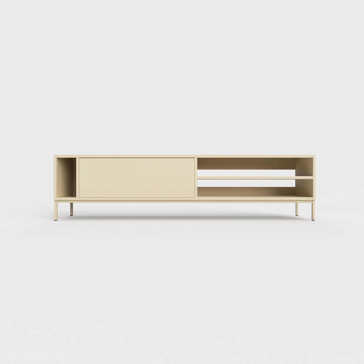 Prunus 03 Lowboard in sand color, powder-coated steel, elegant and modern piece of furniture for your living room