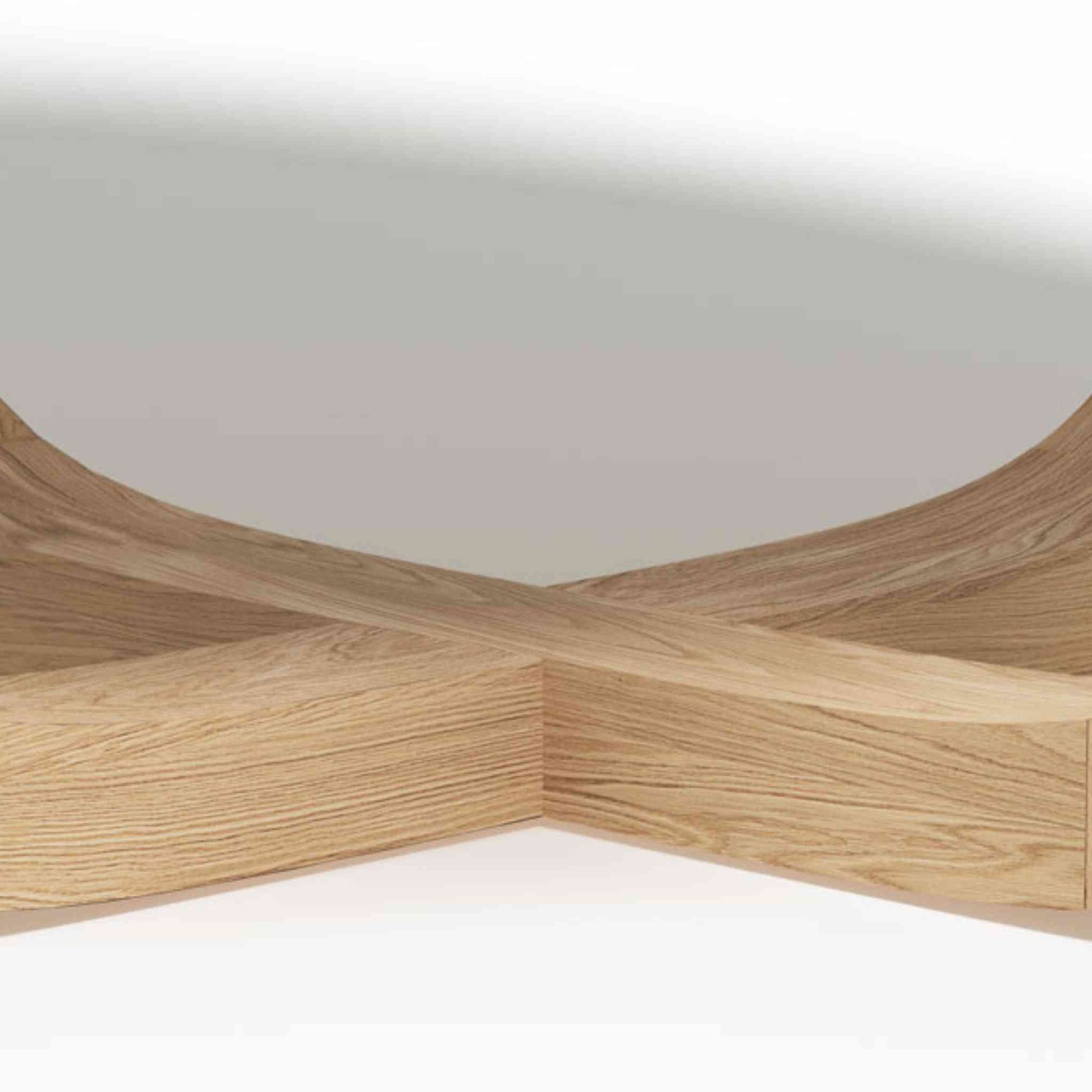 Base Detail of the Chamossaire Round Dining Table in Solid Oak Wood