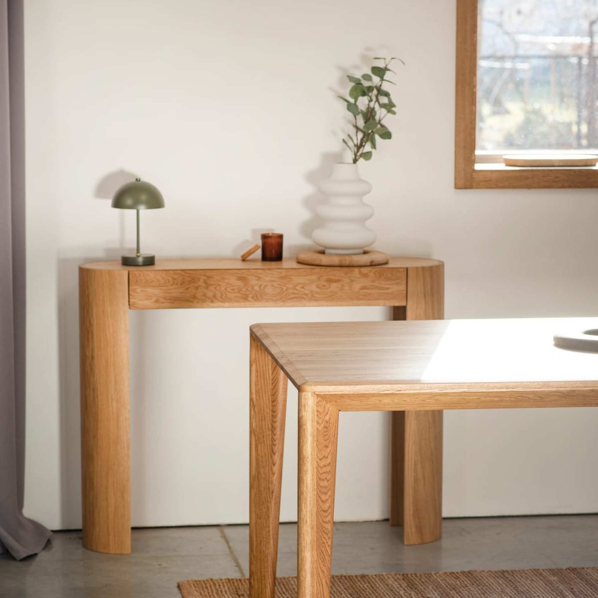 Handcrafted solid wood console for entryway or living room