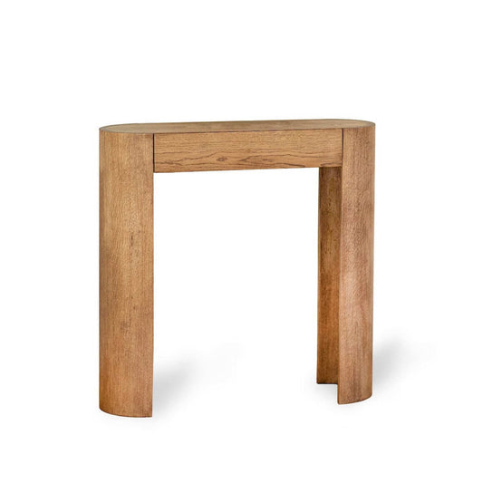 Aare solid oak console with rounded sides