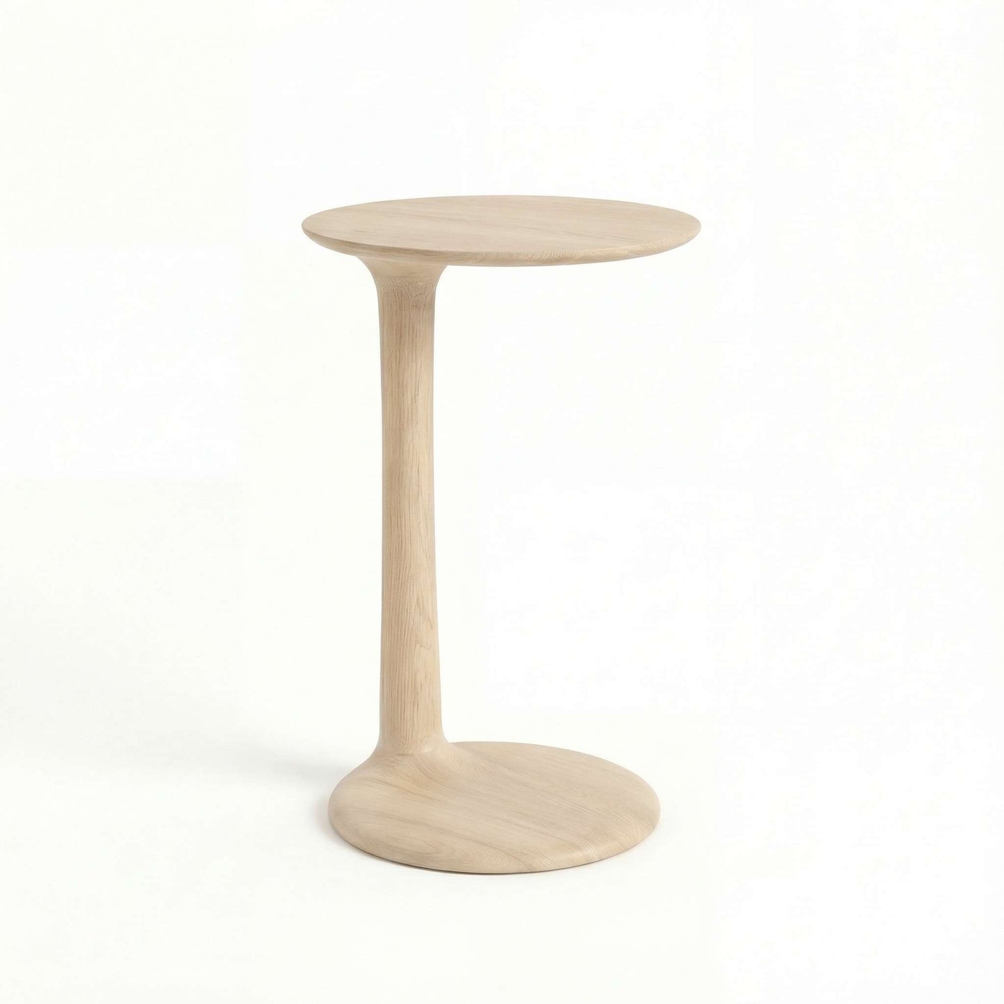 ETAUDORE Albula Side Table in Solid Oak Wood in Whitewashed Finish