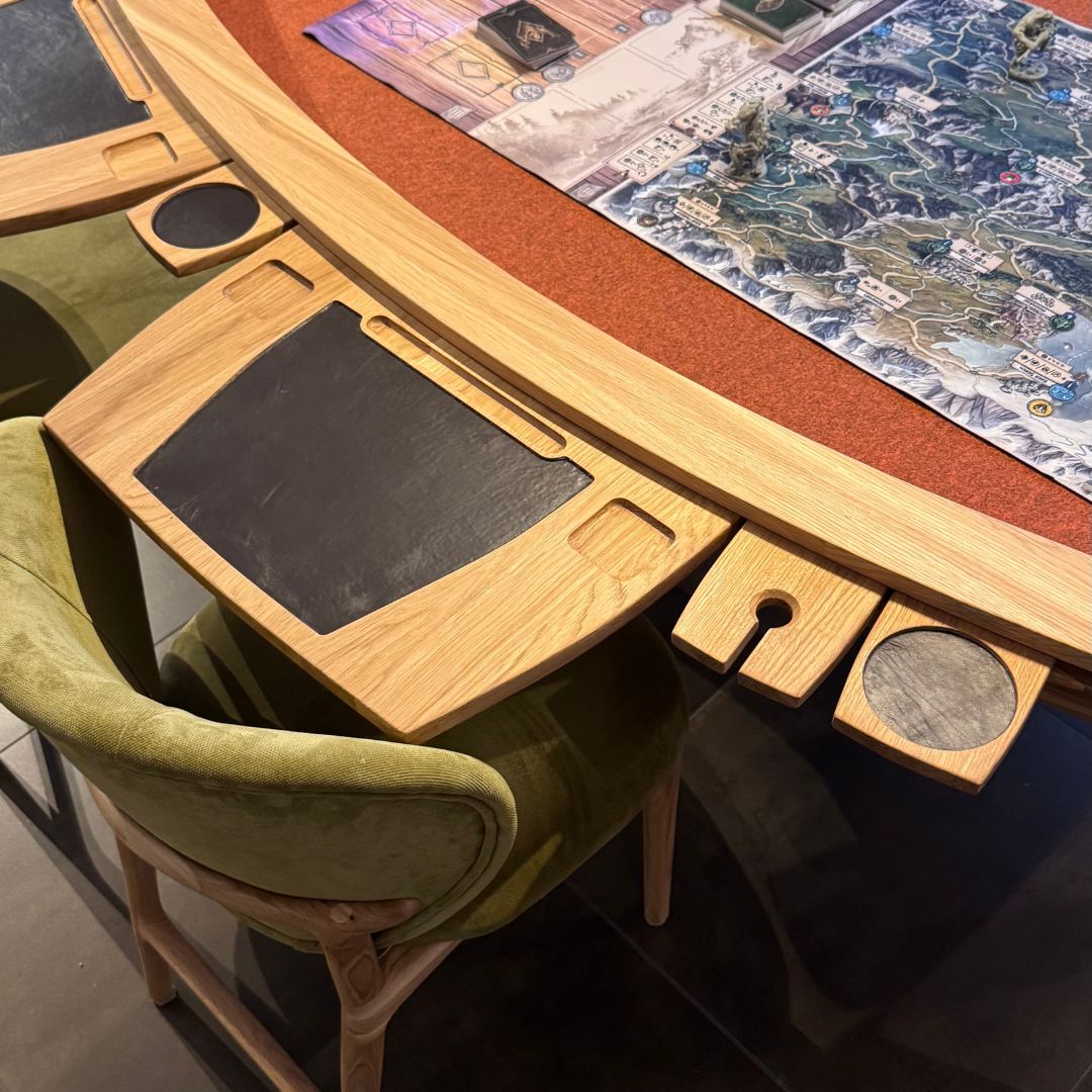 ÉTAUDORÉ Beauclair board & card game table in solid oak wood - game setup & accessories