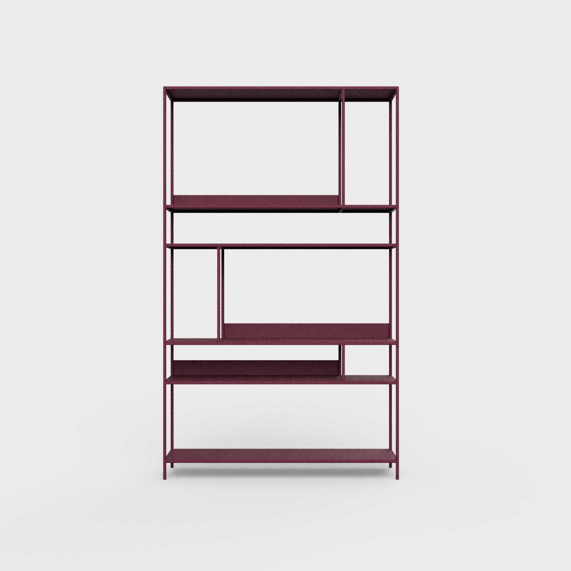 ÉTAUDORÉ Floks 01 powder coated steel bookcase in plum red / purple