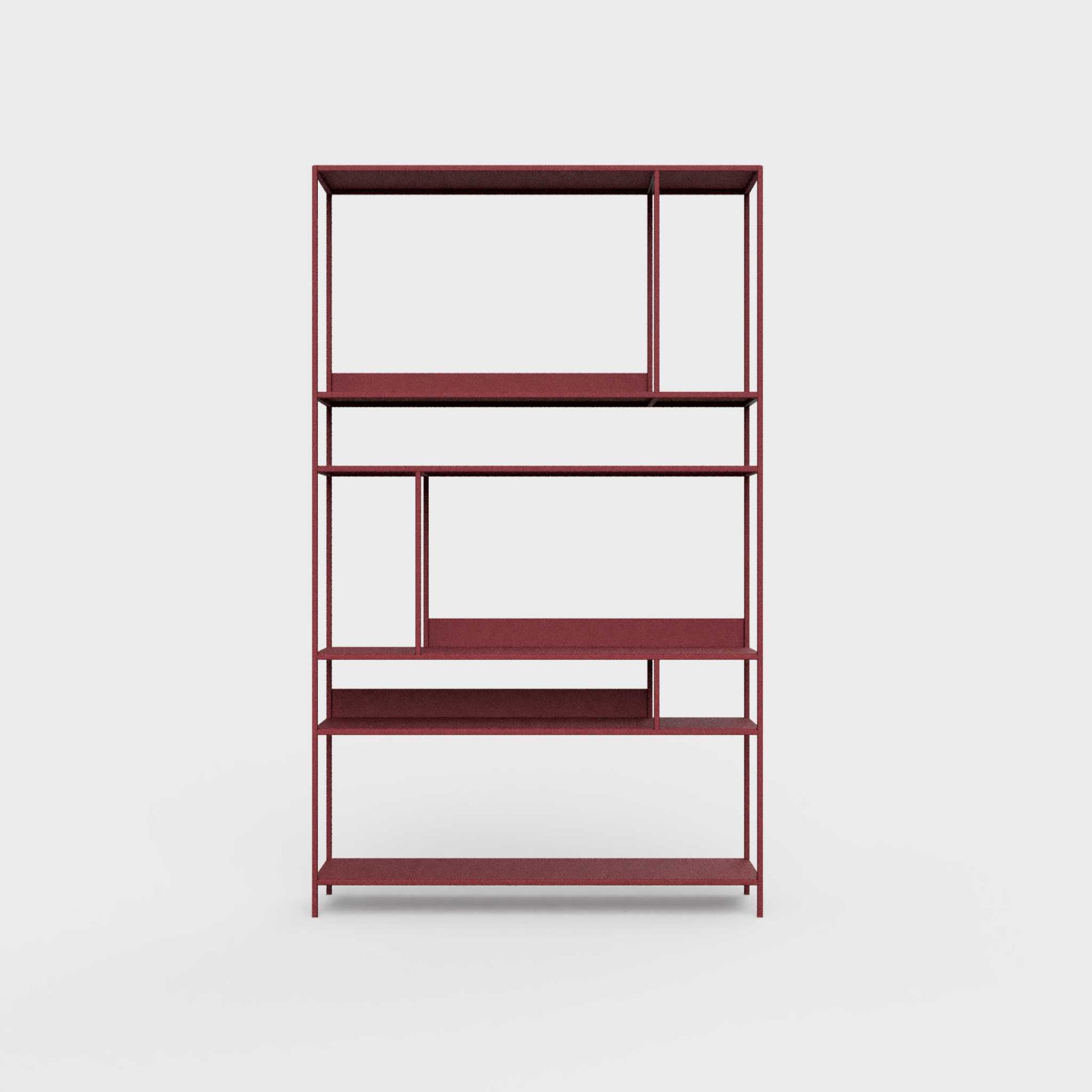 ÉTAUDORÉ Floks 01 powder coated steel bookcase in ruby red