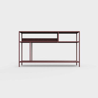 Burgundy deep red color ÉTAUDORÉ DESIVA small shelving unit Floks 03, made to order from highest quality powder coated steel