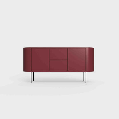 ÉTAUDORÉ Desiva Lumia 01 steel rounded sideboard in burgundy red powder coated steel