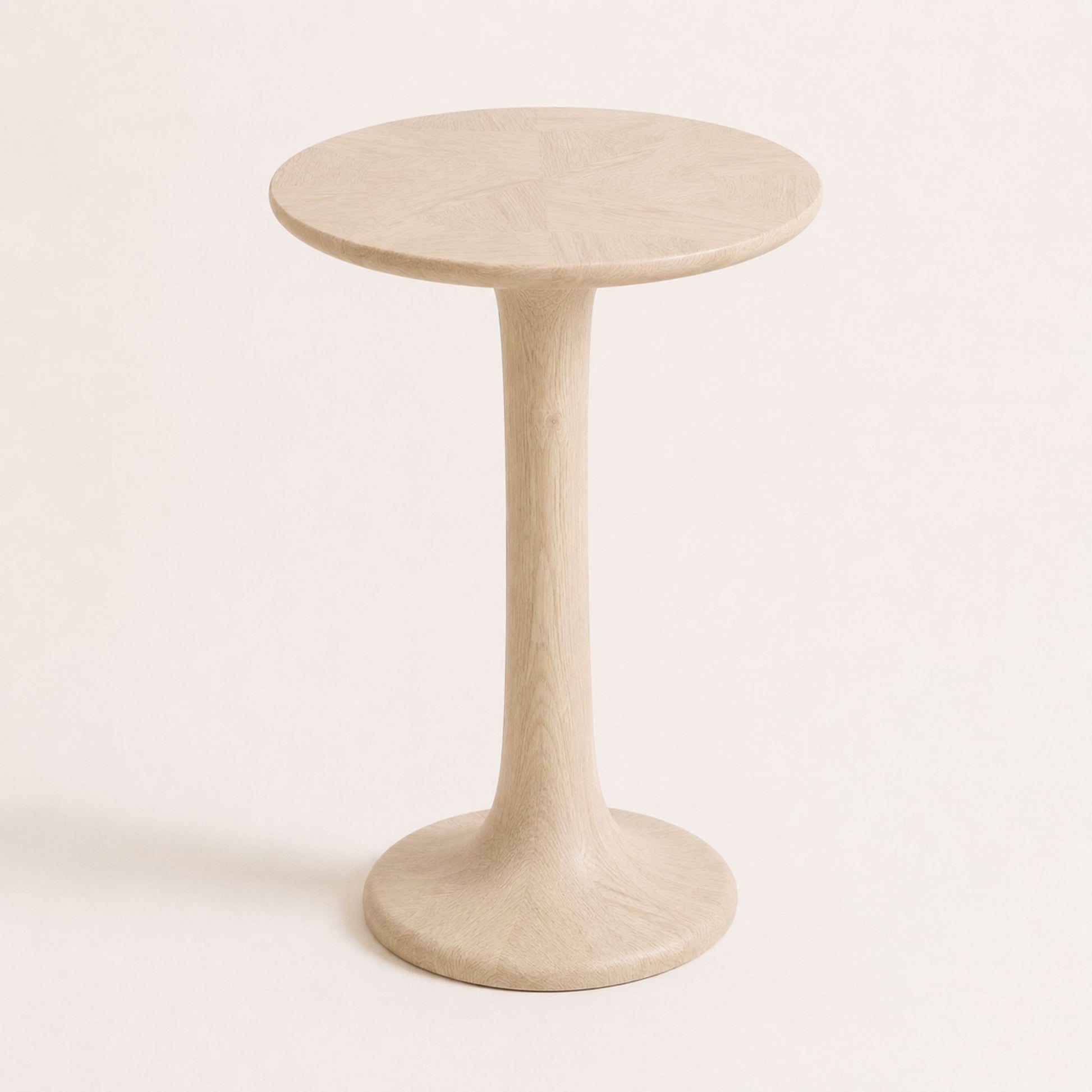 ETAUDORE Lianna Side Table in Solid Oak Wood - Whitewashed Finish