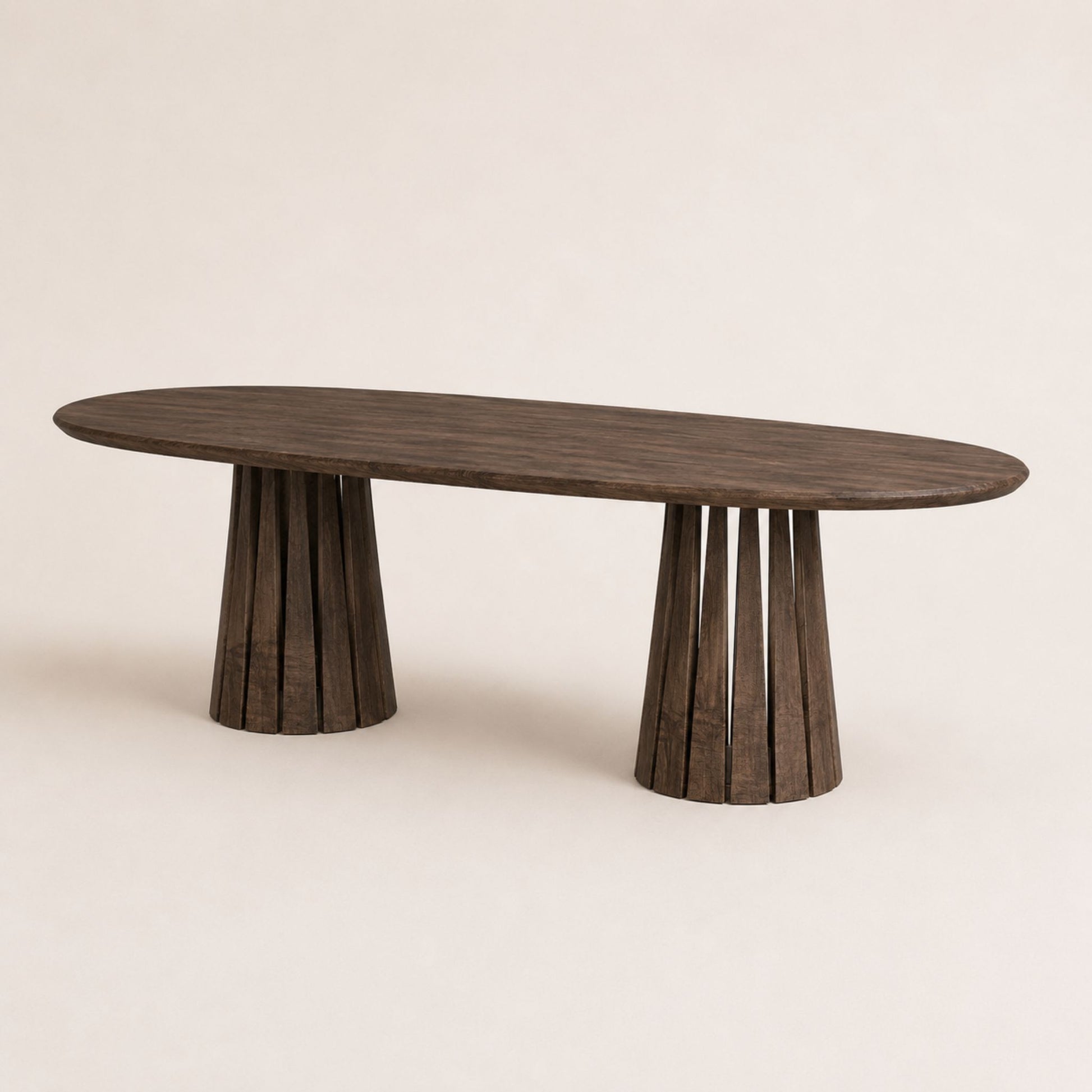 ÉTAUDORÉ Noemi Rounded Oval Table in solid oak wood, graphite finish