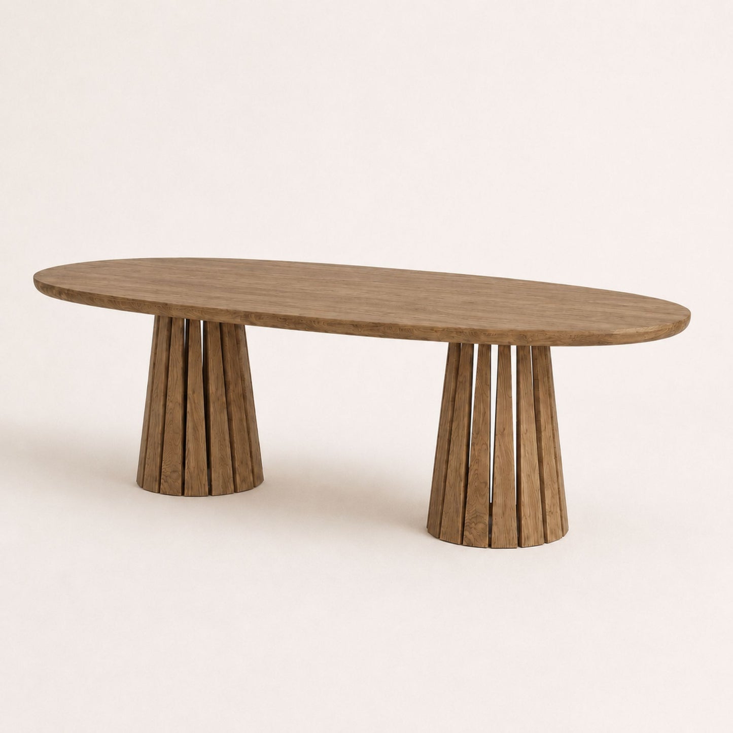 ÉTAUDORÉ Noemi Rounded Oval Table in solid oak wood, smoky finish