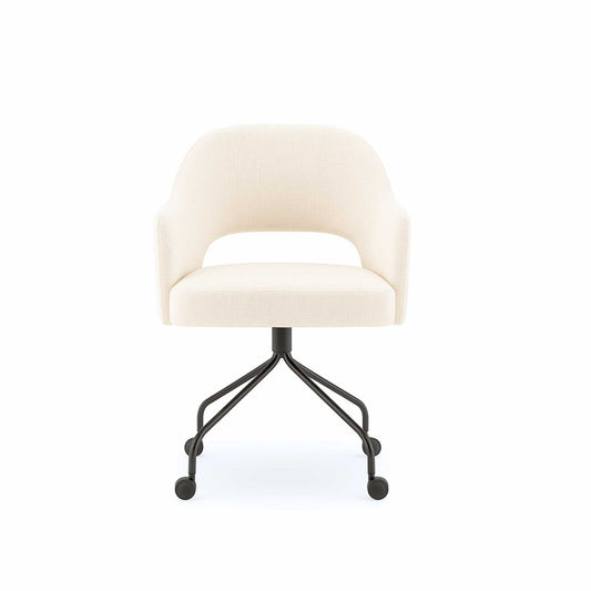 ÉTAUDORÉ Office chair on wheels in the cream Mare 02 fabric