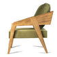 ÉTAUDORÉ Parsenn Armchair in solid oak wood with high quality olive green color upholstery - side view