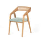 ÉTAUDORÉ Parsenn Solid Oak Wood Chair with Turquoise Upholstery, Front View