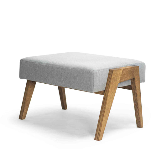 ÉTAUDORÉ Parsenn footrest made of solid oak wood with high quality light ash gray upholstery