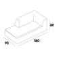 Left chaise longue module with armrest module dimensions of the ÉTAUDORÉ Saane modular sofa