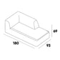 Right chaise longue module with armrest module dimensions of the ÉTAUDORÉ Saane modular sofa