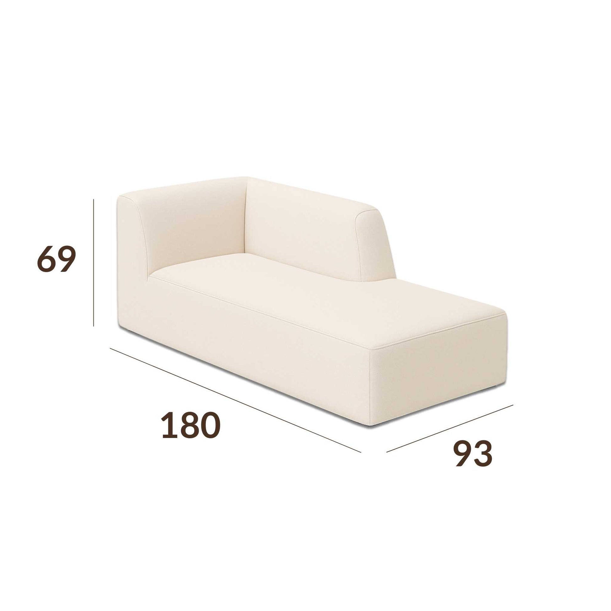 Right chaise longue with armrest module (module 7) of the ÉTAUDORÉ Saane modular sofa