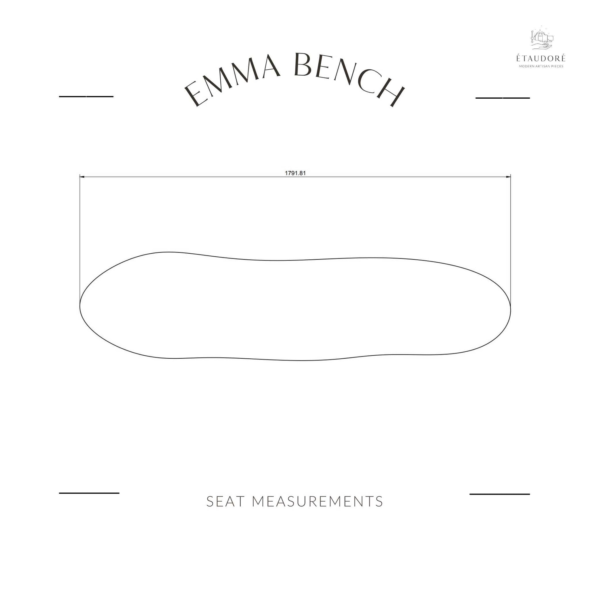 Seat measurements of the ÉTAUDORÉ & Our Wabi Sabi Home Emma Bench