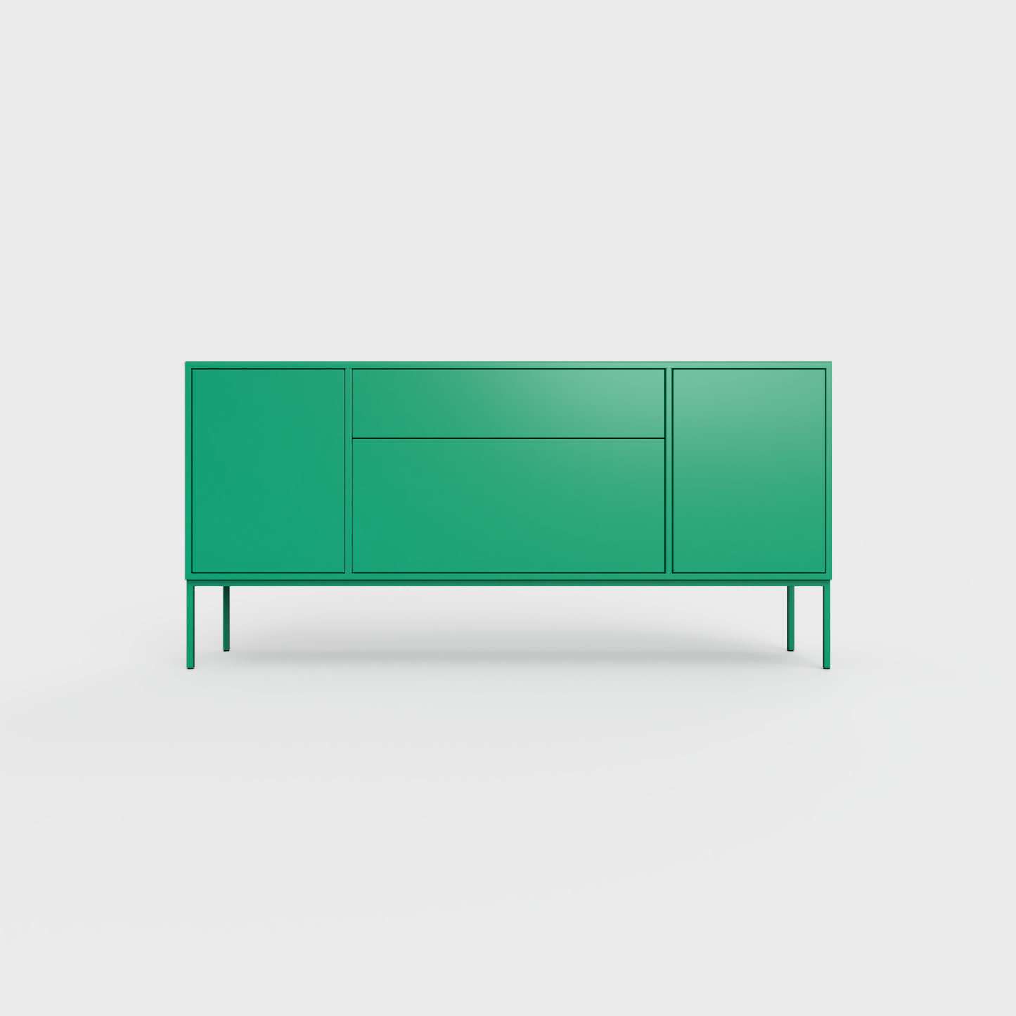 Arnika 02 Sideboard in Avocado color, powder-coated steel, elegant and modern piece of furniture for your living room