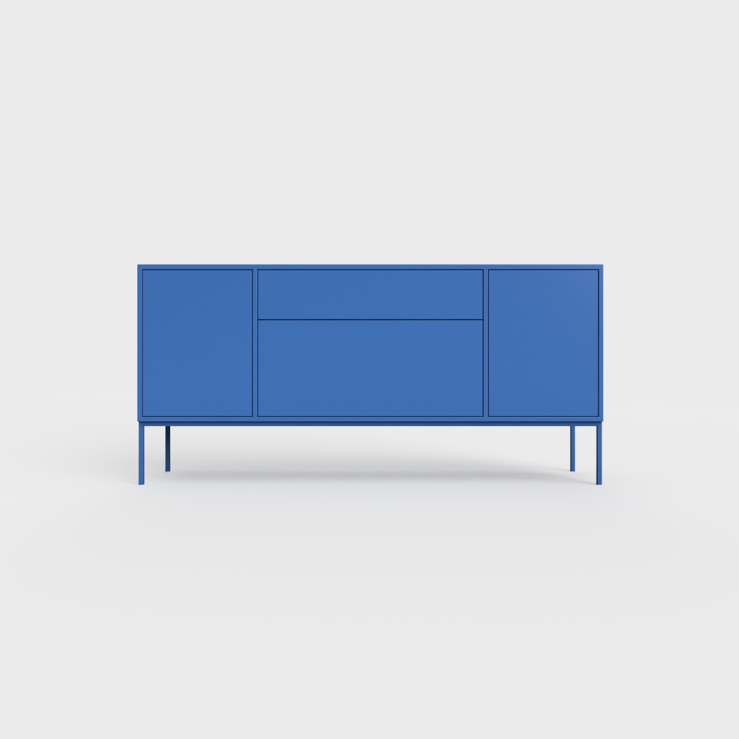 Arnika 02 Sideboard in Azure color, powder-coated steel, elegant and modern piece of furniture for your living room