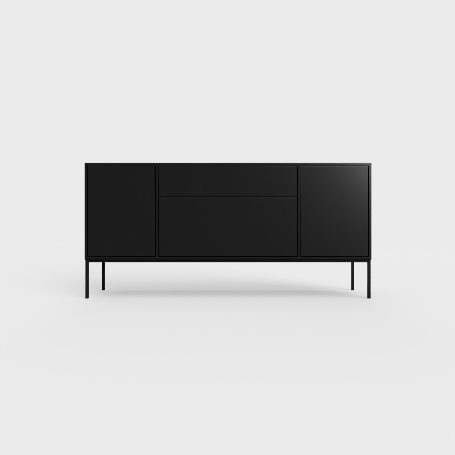 Arnika 02 Sideboard in Black color, powder-coated steel, elegant and modern piece of furniture for your living room