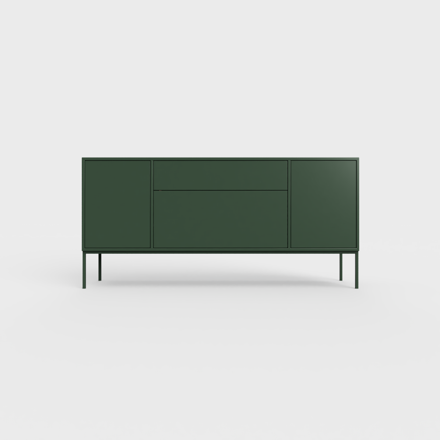 Arnika 02 Sideboard in Bottle Green color, powder-coated steel, elegant and modern piece of furniture for your living room