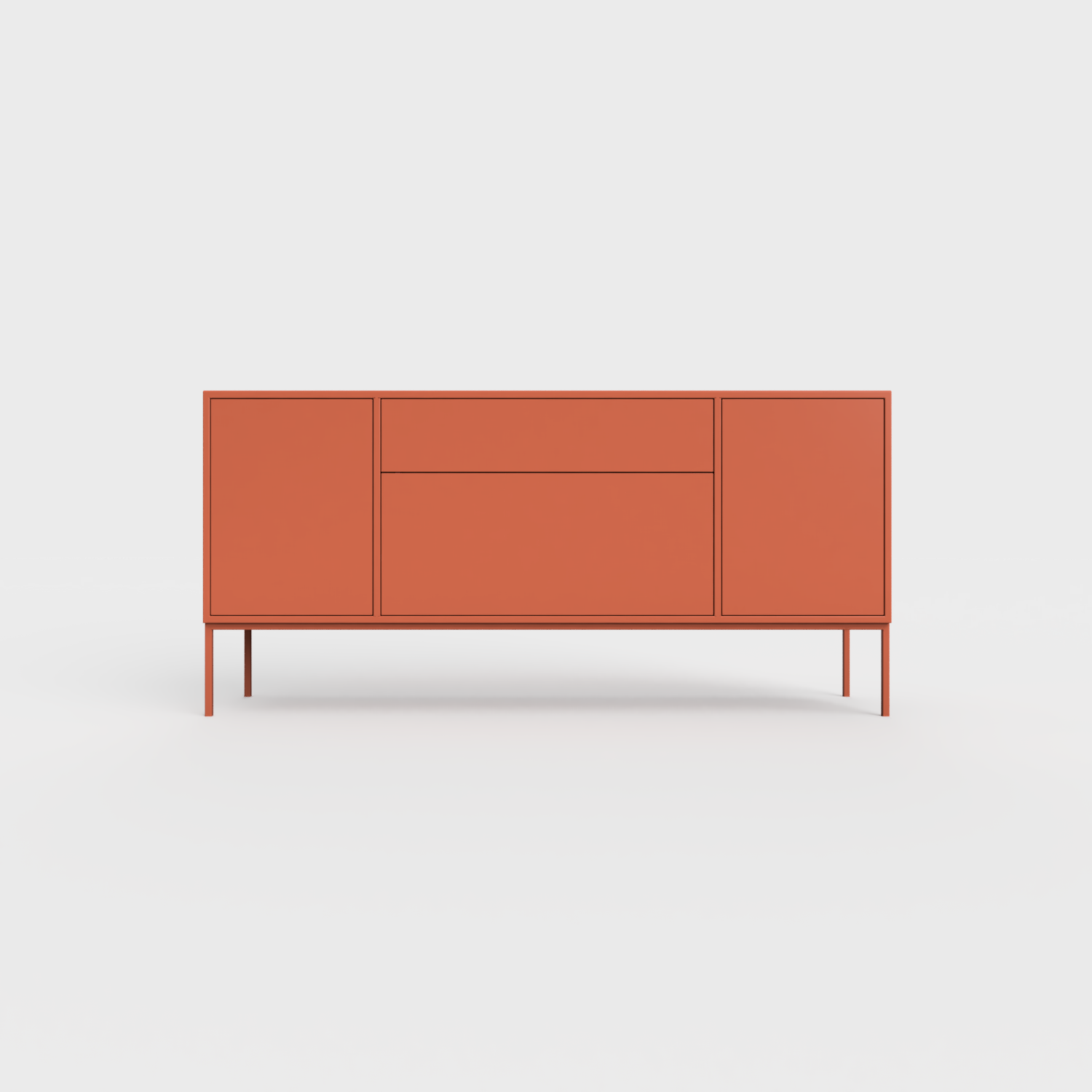 Arnika 02 Sideboard in Brick color, powder-coated steel, elegant and modern piece of furniture for your living room