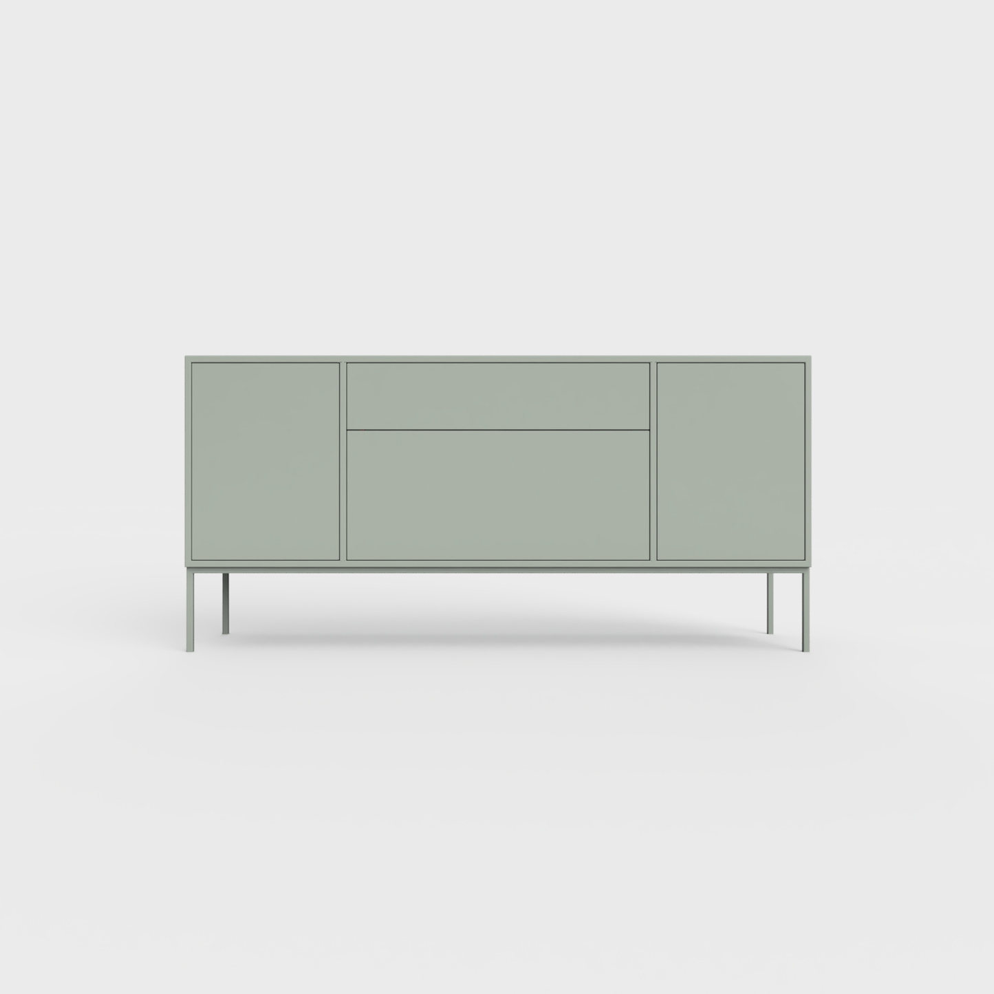 Arnika 02 Sideboard in Dark Matcha Green color, powder-coated steel, elegant and modern piece of furniture for your living room