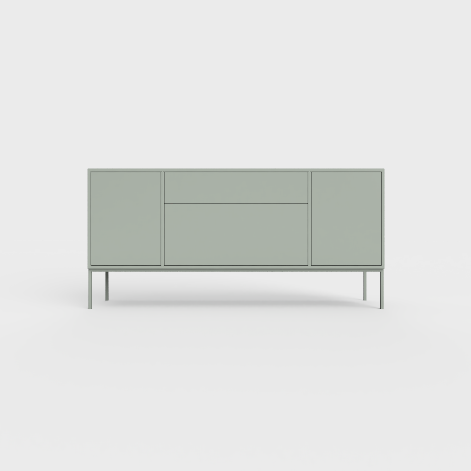 Arnika 02 Sideboard in Dark Matcha Green color, powder-coated steel, elegant and modern piece of furniture for your living room