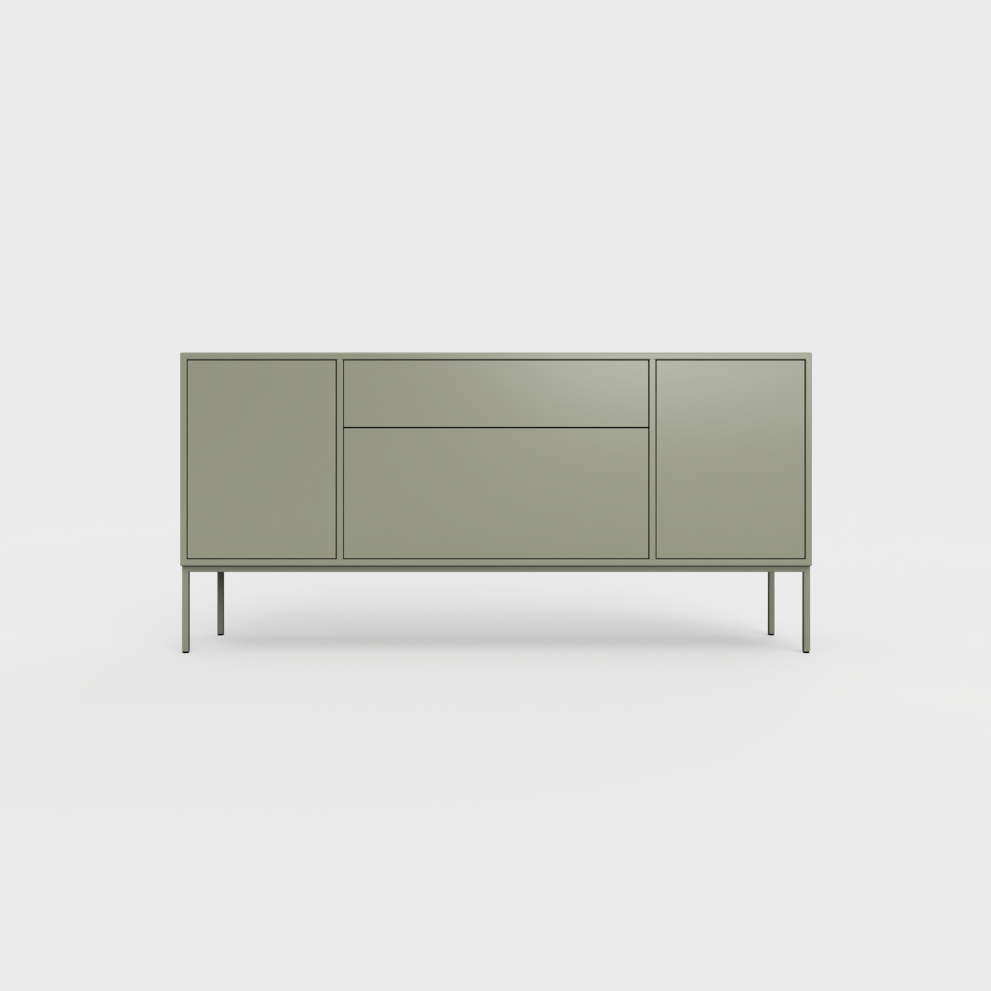 Arnika 02 Sideboard in Faded Olive color, powder-coated steel, elegant and modern piece of furniture for your living room