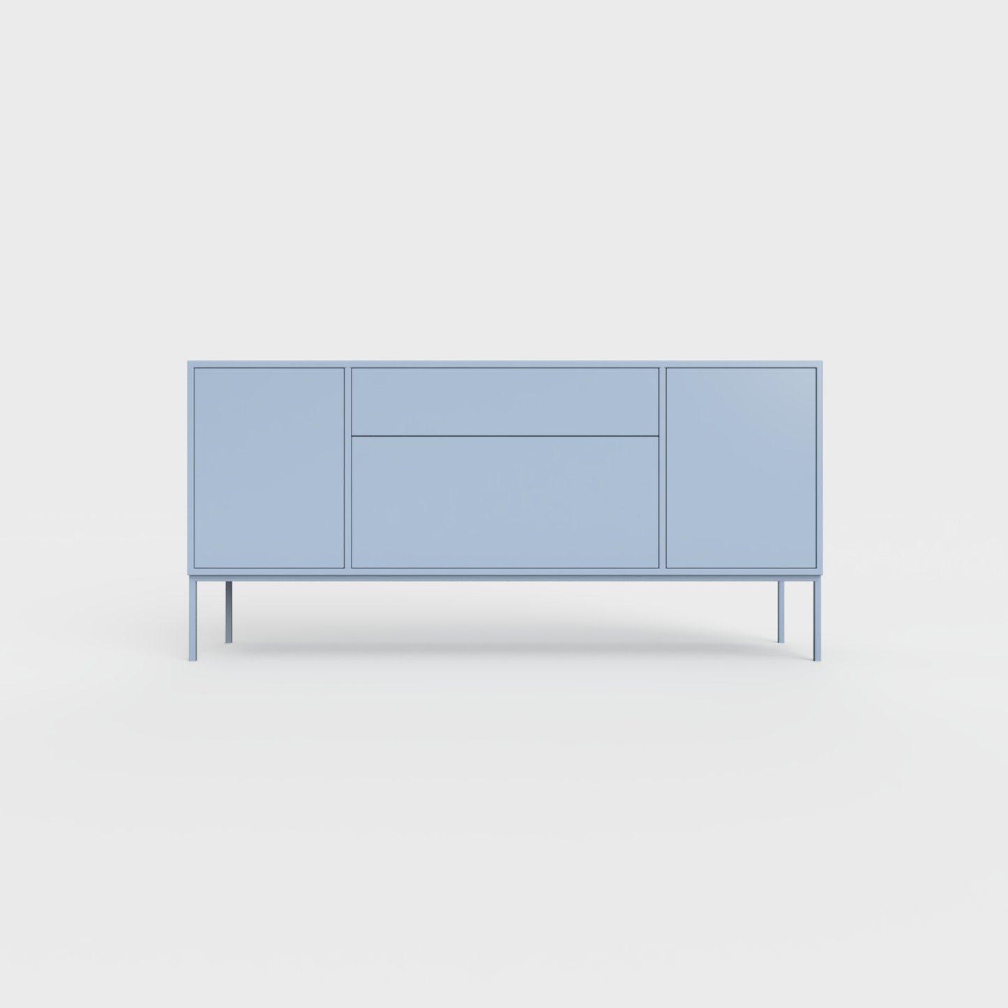 Arnika 02 Sideboard in Pigeon Blue color, powder-coated steel, elegant and modern piece of furniture for your living room