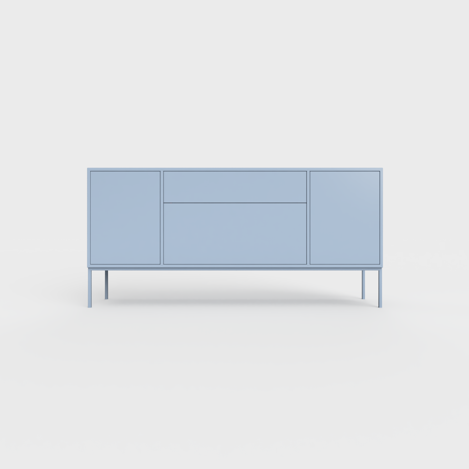 Arnika 02 Sideboard in Pigeon Blue color, powder-coated steel, elegant and modern piece of furniture for your living room