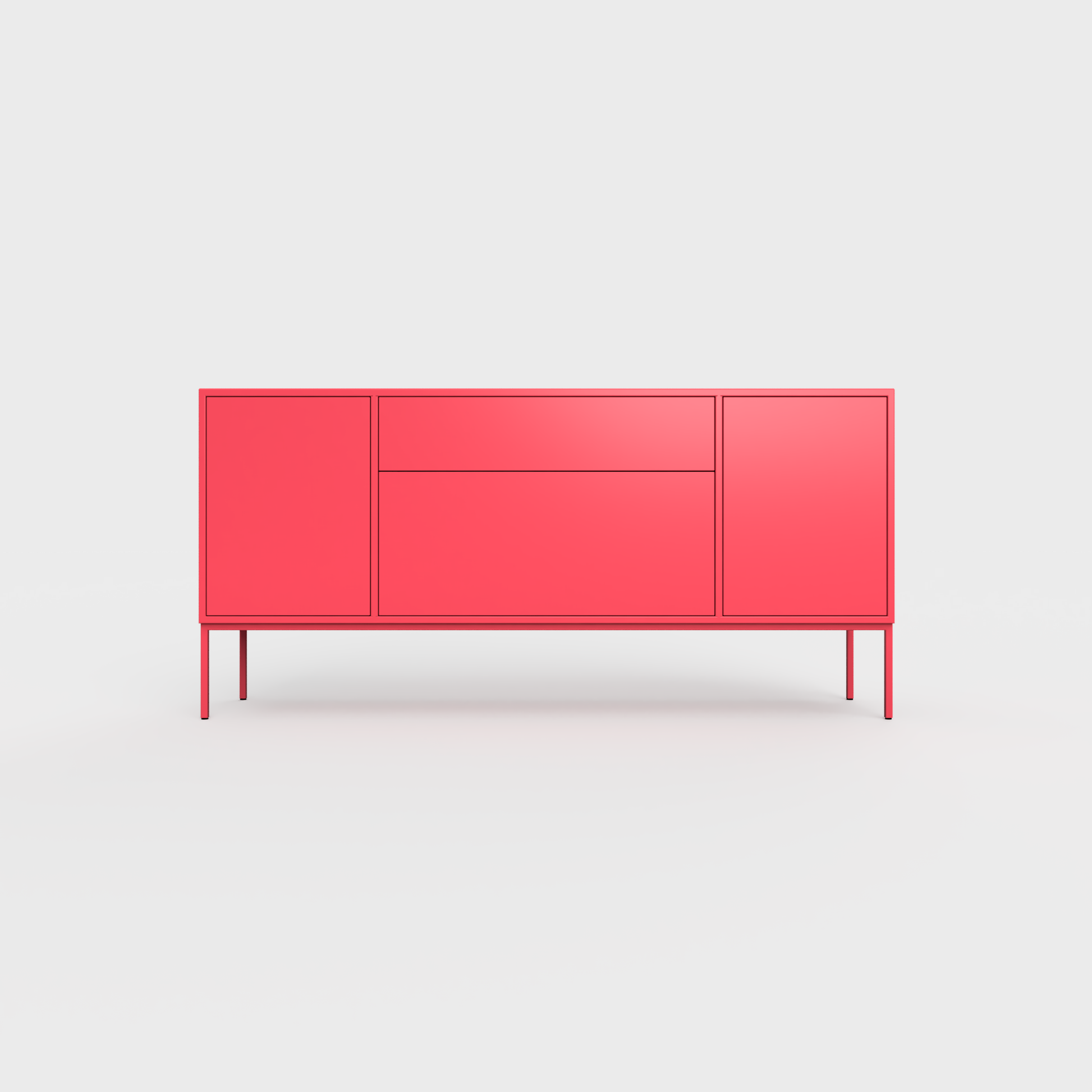 Arnika 02 Sideboard in Raspberry color, powder-coated steel, elegant and modern piece of furniture for your living room