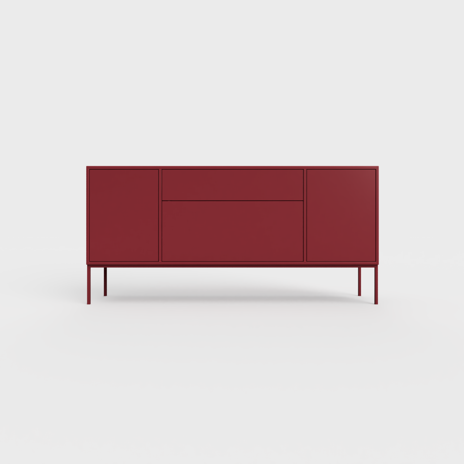 Arnika 02 Sideboard in Ruby color, powder-coated steel, elegant and modern piece of furniture for your living room