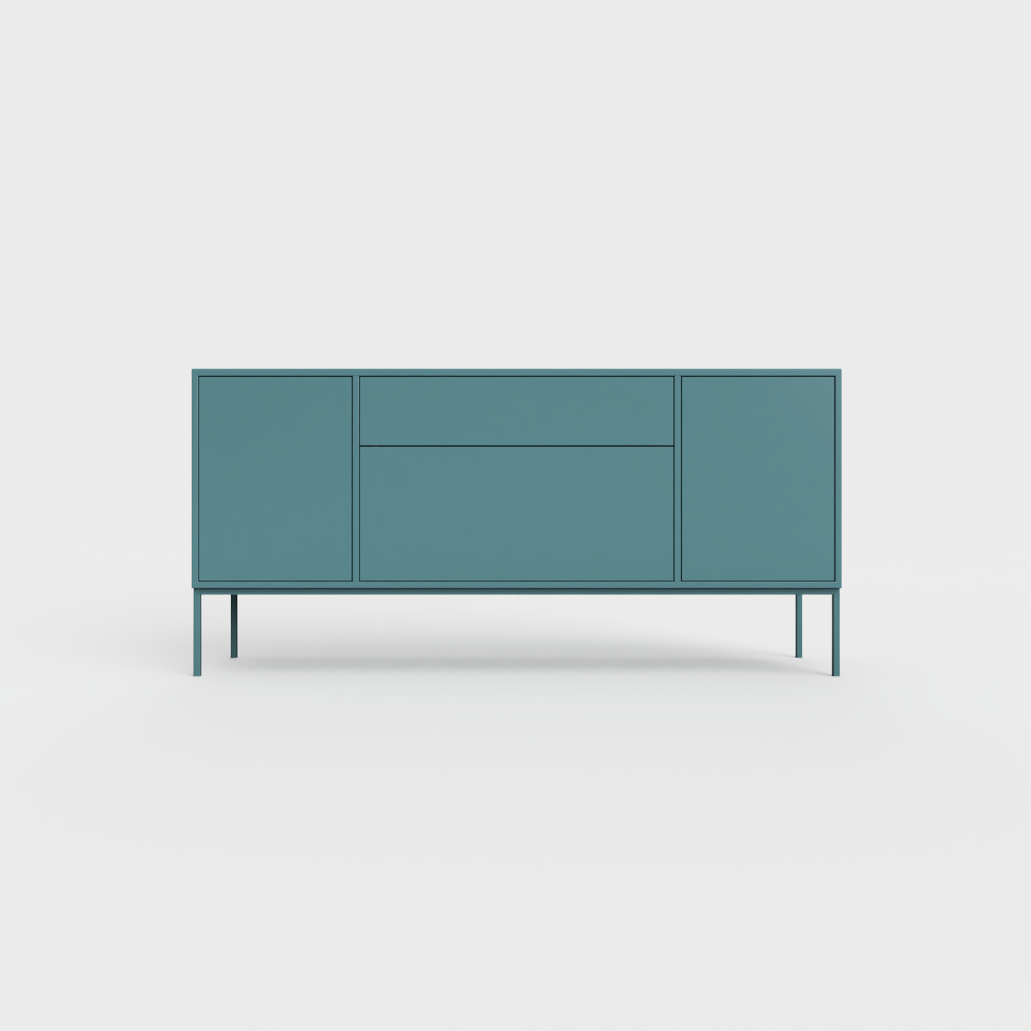 Arnika 02 Sideboard in Turquoise color, powder-coated steel, elegant and modern piece of furniture for your living room