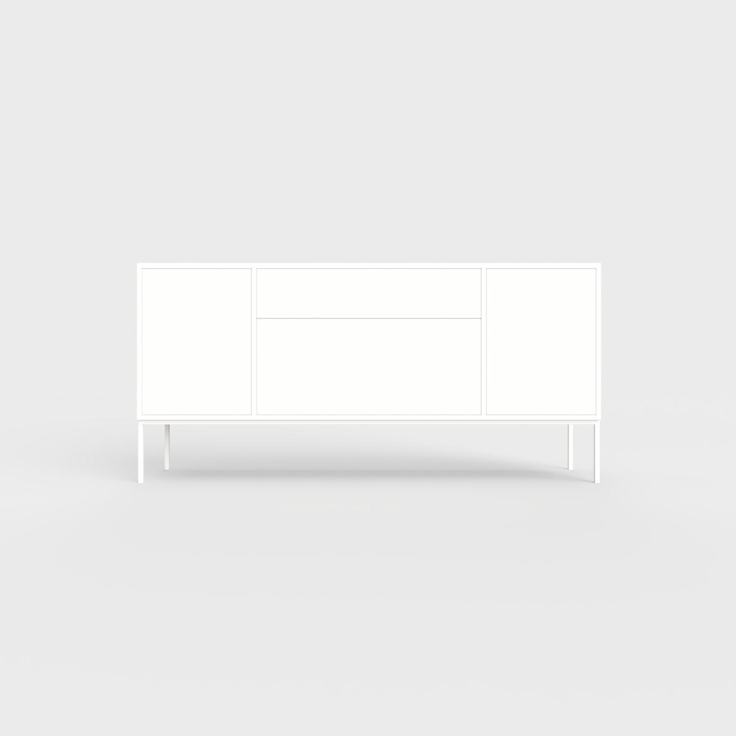 Arnika 02 Sideboard in White color, powder-coated steel, elegant and modern piece of furniture for your living room