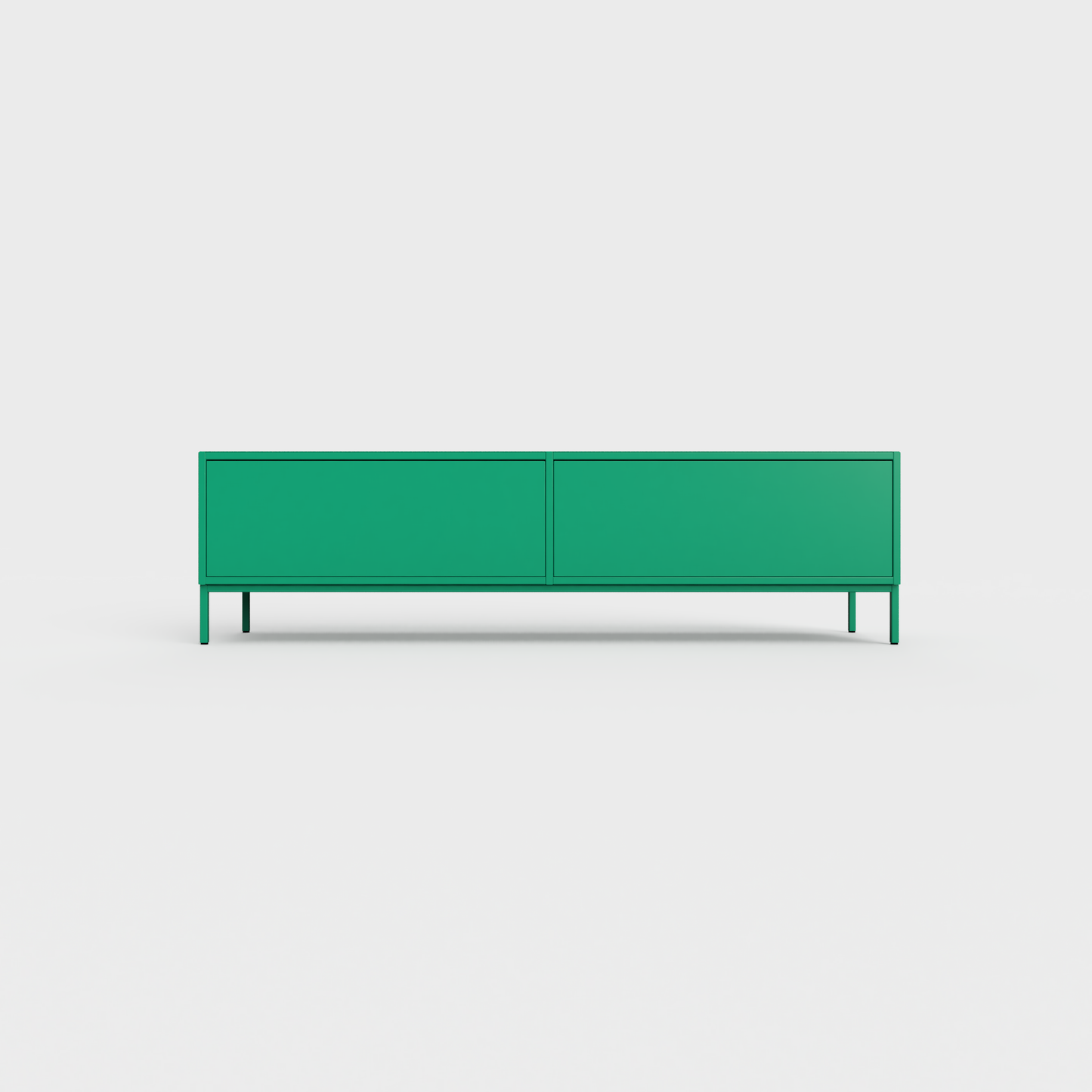 Prunus 01 Lowboard in Avocado color, powder-coated steel, elegant and modern piece of furniture for your living room