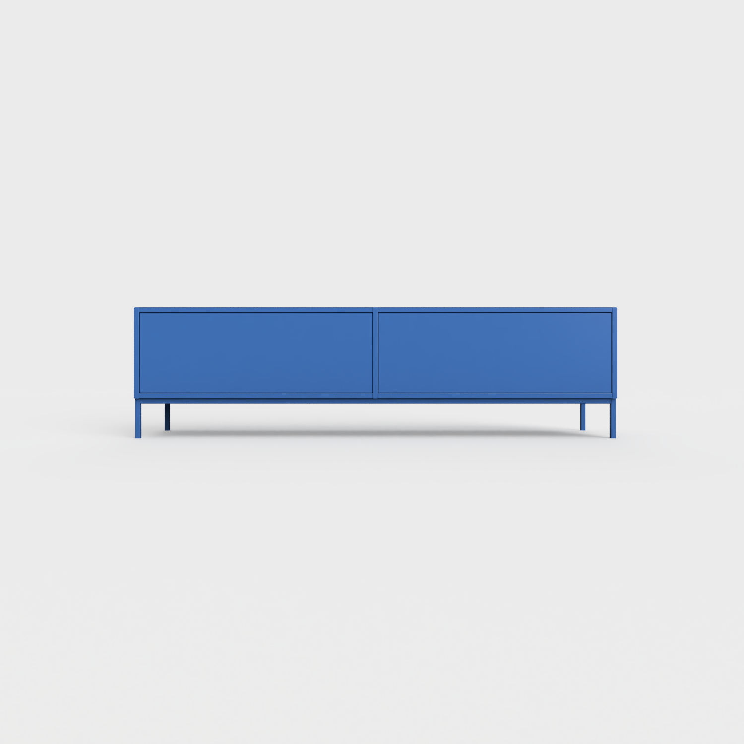 Prunus 01 Lowboard in Azure color, powder-coated steel, elegant and modern piece of furniture for your living room