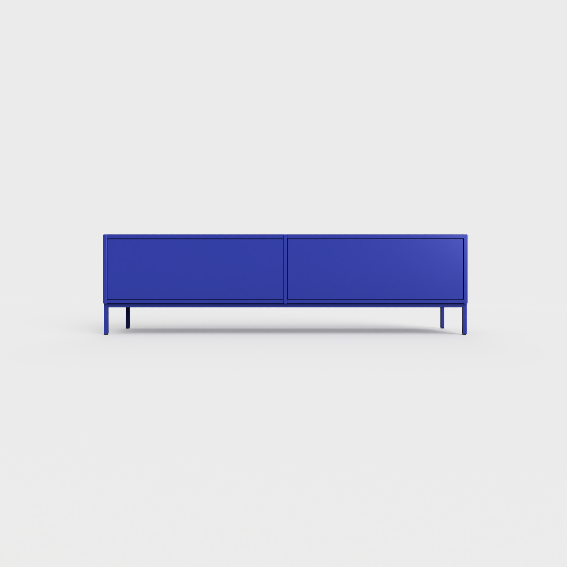 Prunus 01 Lowboard in Bluebell color, powder-coated steel, elegant and modern piece of furniture for your living room