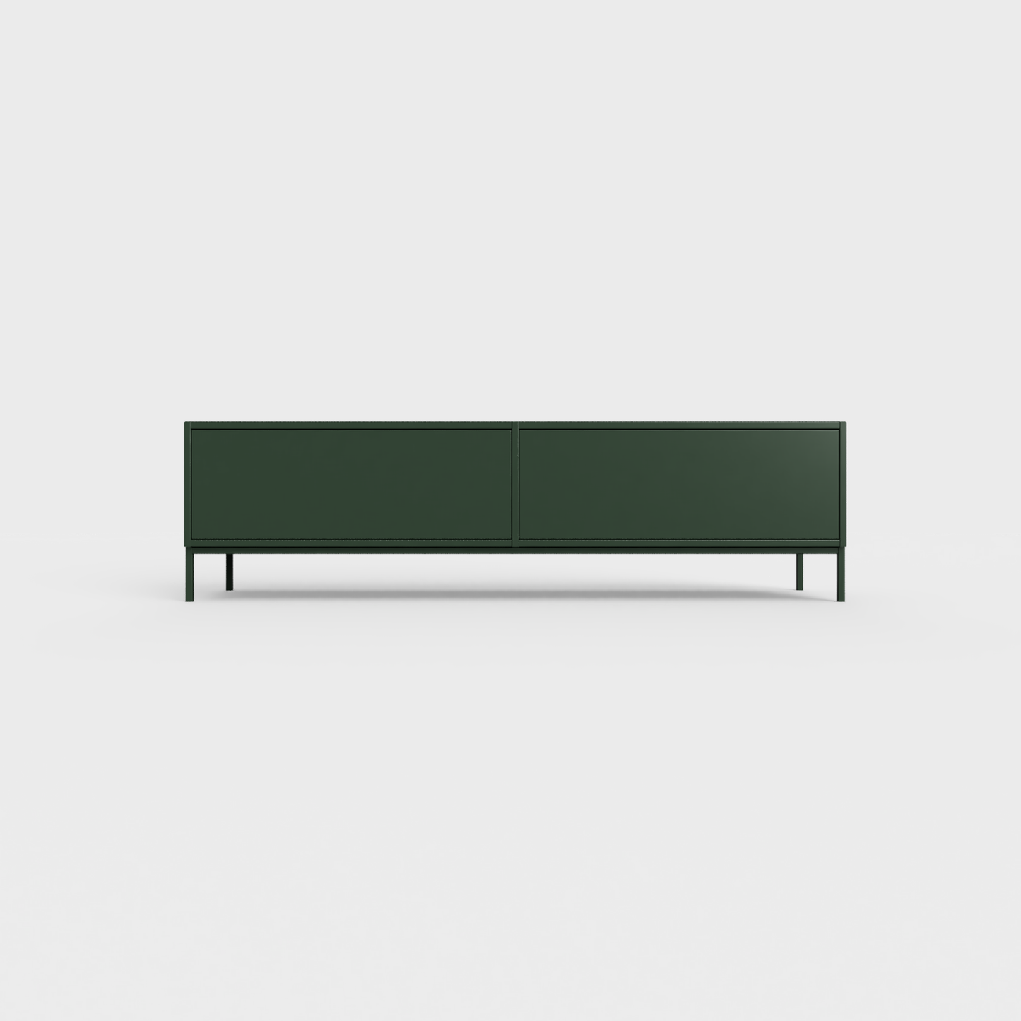 Prunus 01 Lowboard in Bottle Green color, powder-coated steel, elegant and modern piece of furniture for your living room