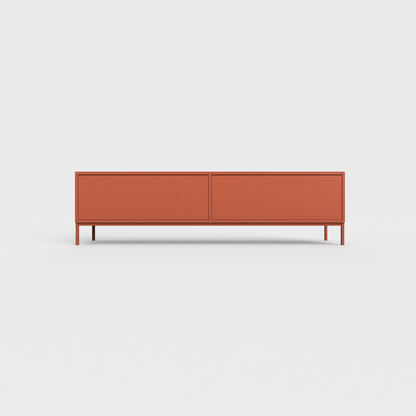 Prunus 01 Lowboard in Brick color, powder-coated steel, elegant and modern piece of furniture for your living room