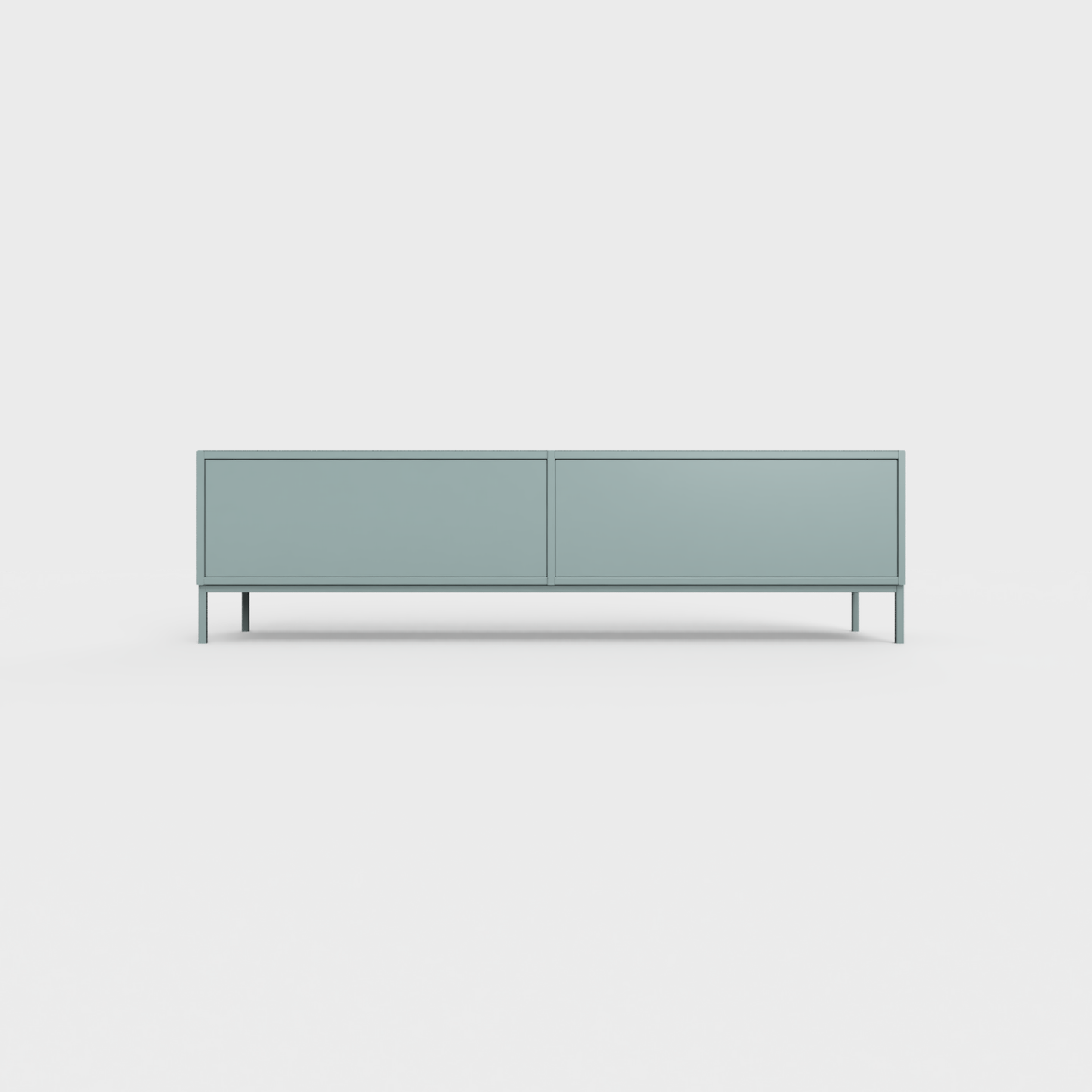 Prunus 01 Lowboard in Celadon Green color, powder-coated steel, elegant and modern piece of furniture for your living room