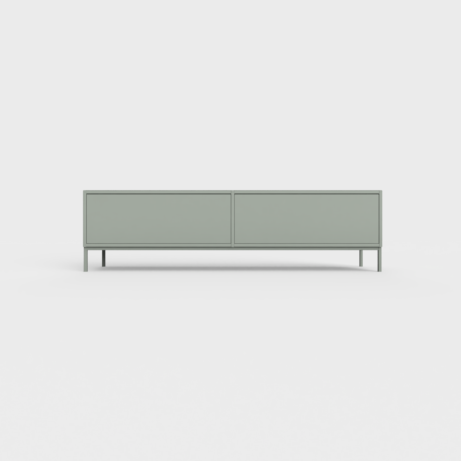 Prunus 01 Lowboard in Dark Matcha Green color, powder-coated steel, elegant and modern piece of furniture for your living room